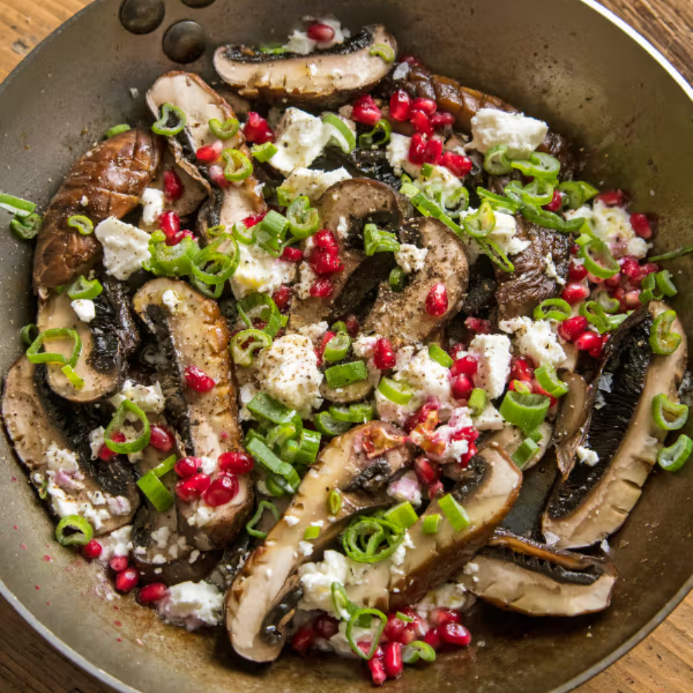 Portabello with Pomegranate and Feta Cheese